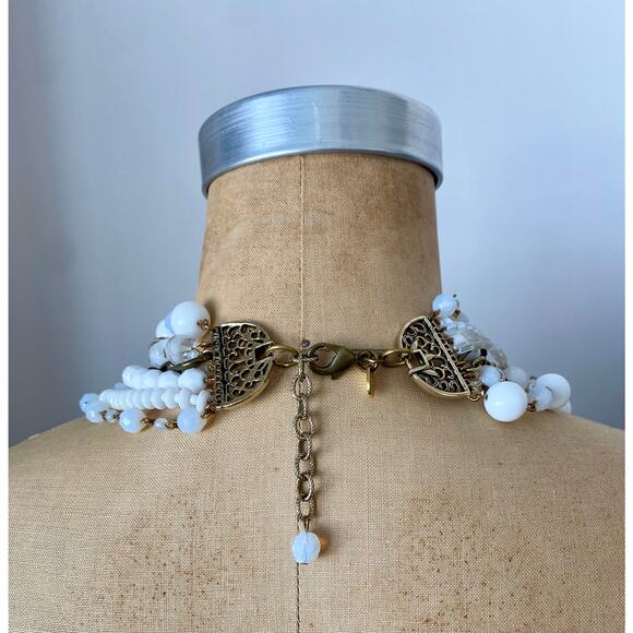 Gabriele Frantzen White Multi-Strand Statement Necklace with Gold-Tone Tigers - Picture 3 of 9